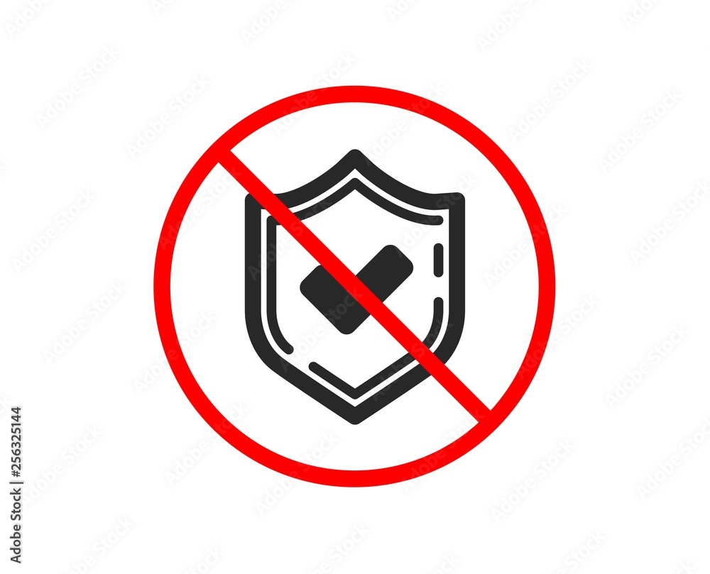 No or Stop. Check mark icon. Accepted or Approve sign. Tick shield symbol. Prohibited ban stop symbol. No confirmed icon. Vector No or Stop. Check mark icon. Accepted or Approve sign. Tick shield symbol. Prohibited ban stop symbol. No confirmed icon. Vector