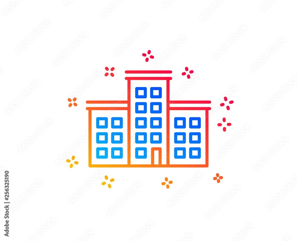 Company house line icon. Building sign. Gradient design elements. Linear company icon. Random shapes. Vector