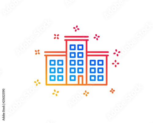 Company house line icon. Building sign. Gradient design elements. Linear company icon. Random shapes. Vector