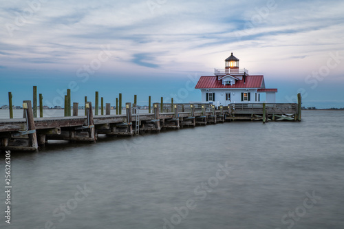 Restored lighthouse building in Manteo North Carolina along the outer banks