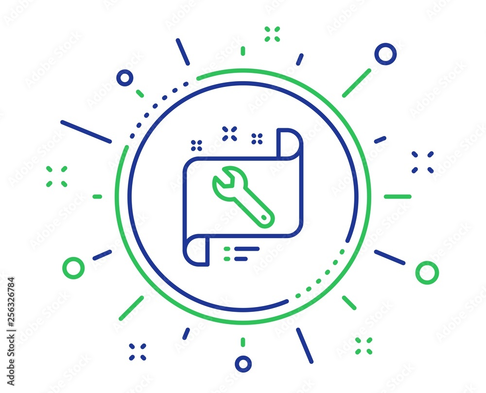 Spanner tool line icon. Repair service blueprint sign. Fix instruments symbol. Quality design elements. Technology spanner button. Editable stroke. Vector Spanner tool line icon. Repair service blueprint sign. Fix instruments symbol. Quality design elements. Technology spanner button. Editable stroke. Vector