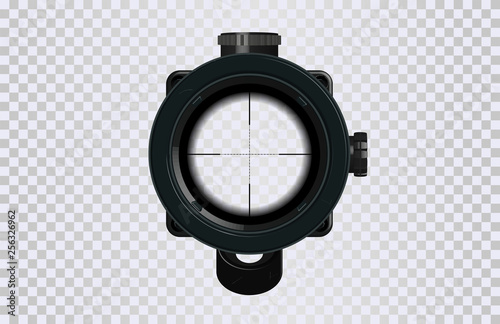 Sniper scope crosshairs in realistic style. Optical sight for your project. GUI element. Vector gaming template. Military and weapon