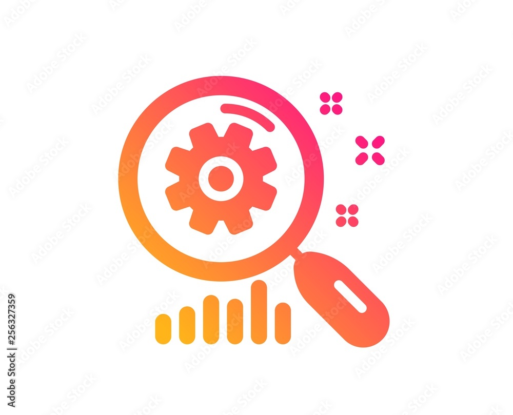 Search statistics icon. Find analysis sign. Classic flat style. Gradient search statistics icon. Vector Search statistics icon. Find analysis sign. Classic flat style. Gradient search statistics icon. Vector