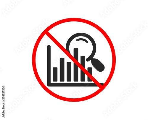 No or Stop. Search icon. Audit analysis sign. Magnify glass. Prohibited ban stop symbol. No search icon. Vector