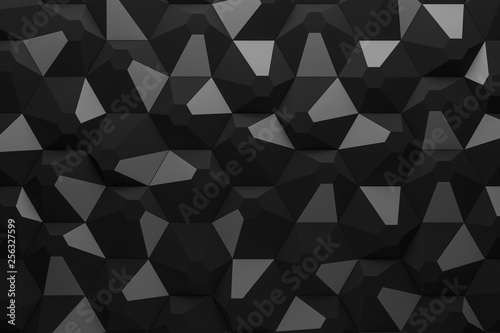 abstract hexagon dark black background pattern 3d illustration.