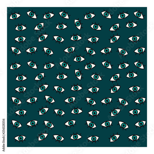 Abstract picture of green eyes vector illustration on white background