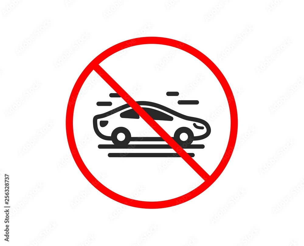 No or Stop. Car transport icon. Transportation vehicle sign