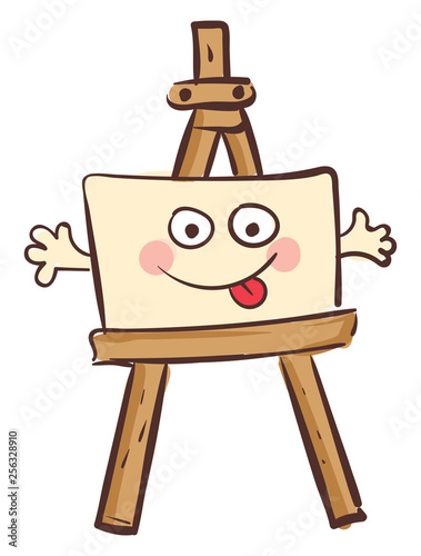 Easel with a happy canvas vector illustration on white background photo