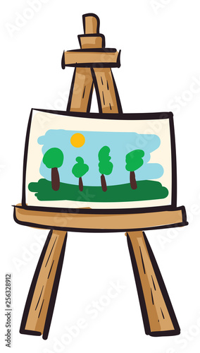 Easel with canvas vector illustration on white background