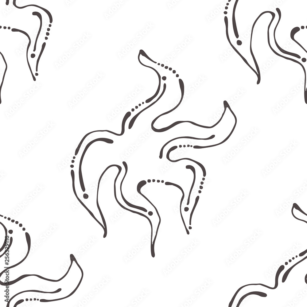 Seamless vector pattern, cute background with animals. Black and white fish, symmetrical simple print for wallpaper, wrapping, packing, packaging, Seamless vector pattern, cute background with animals. Black and white fish, symmetrical simple print for wallpaper, wrapping, packing, packaging,
