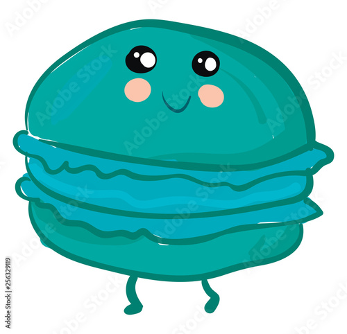Turquoise smiling macaroon vector illustration on white background
