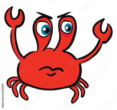 Angry red crab illustration color vector on white background