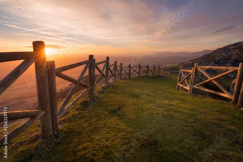 Spain, Burgos, Pancorbo, Idyllic sunset in rural landscape