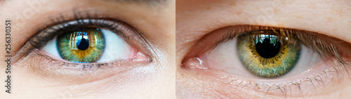 Photos young man and girl with beautiful green eyes