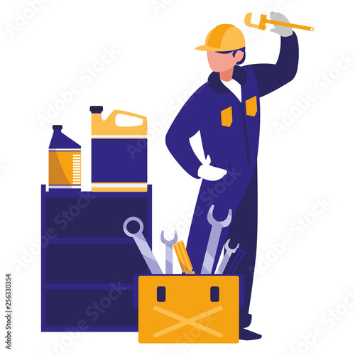 mechanic worker with toolbox