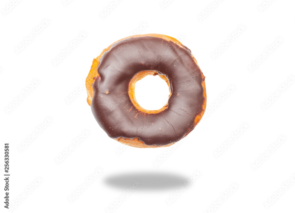 Chocolate donut on white background. Chocolate donut on white background.