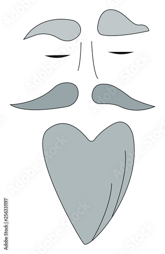 A grey facial beard vector or color illustration