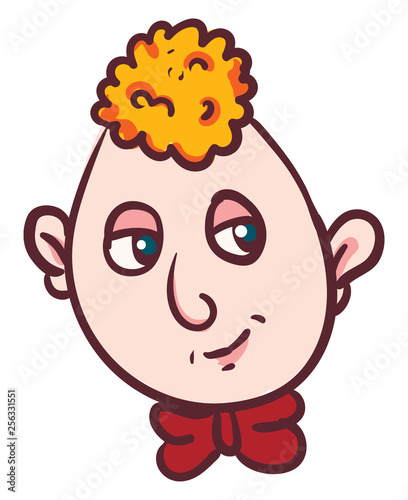 Boy with red neck bow vector or color illustration