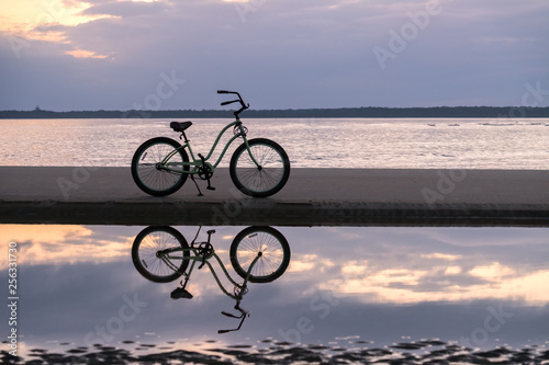 Silhouetted Bicycle at Sunset, East Beach, St Simons Island, GA