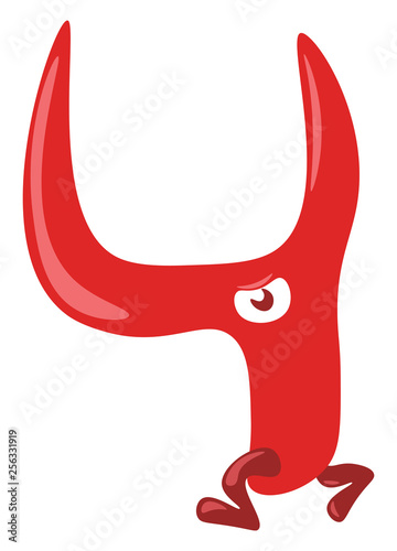 Red numerical number four vector or color illustration