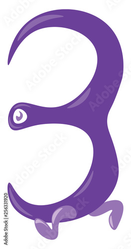 Blue animal shaped numerical number one vector or color illustration