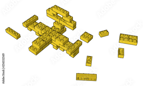 A yellow colored block toy vector or color illustration