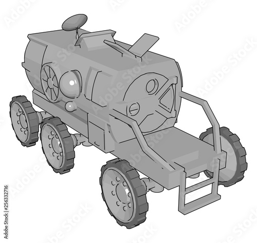 A six wheeler vehicle space vector or color illustration