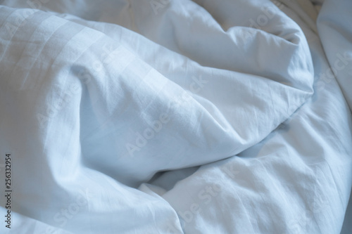 Bed linen that is crumpled