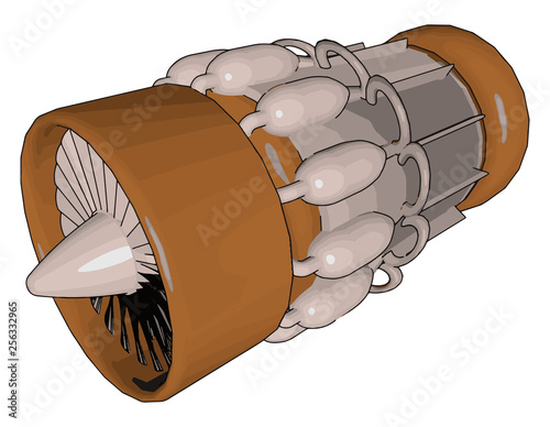 A jet engine object vector or color illustration