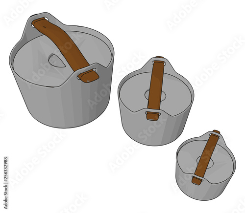 Three plastic containers vector or color illustration