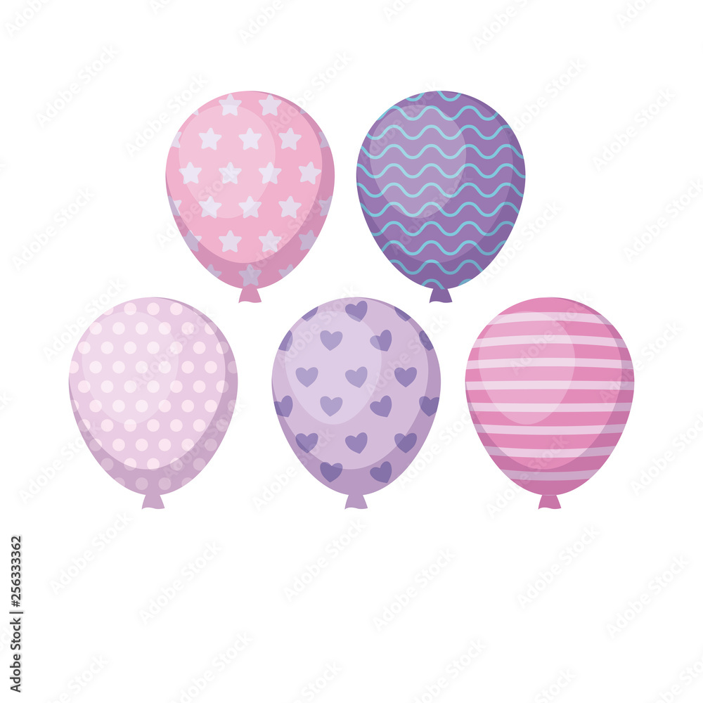 set of balloons helium isolated icon