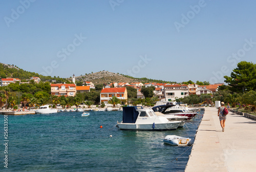 Croatia, Dalmatia, Zaboric, harbor and fishing boats photo