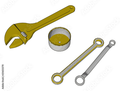Uses of hand tools vector or color illustration