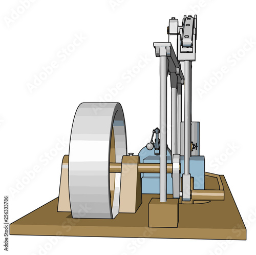 The external combustion engine vector or color illustration