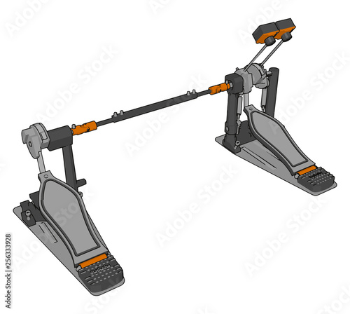 Structure of double bass drum paddle vector or color illustration