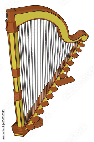 Parts of harps vector or color illustration