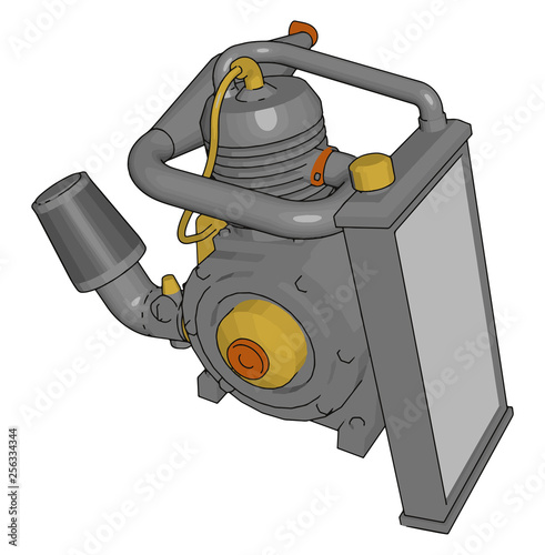 A engine pump operated by machine or electrical power vector or color illustration