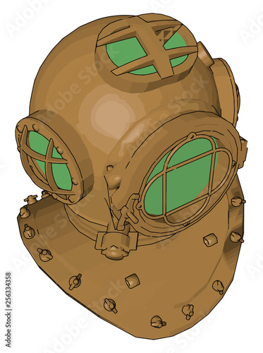 A Diving helmet dive vector or color illustration
