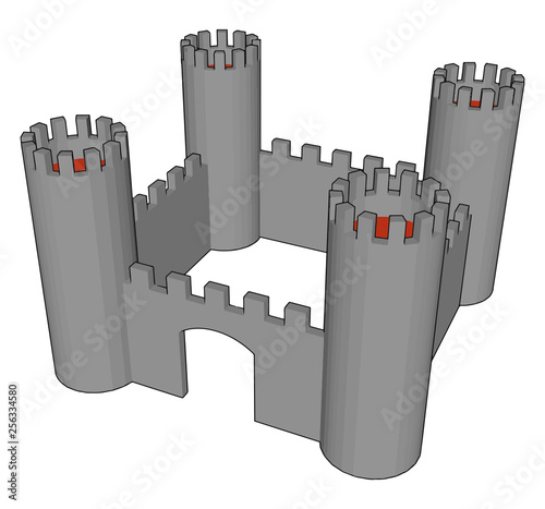 Small fort gate vector or color illustration