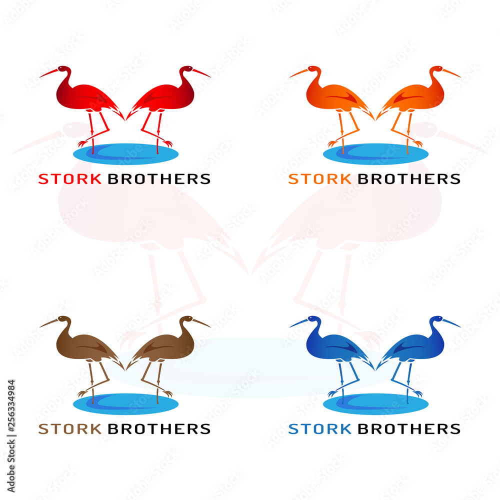 Obraz premium This logo has a picture of stork brothers. This logo is good to use as a company logo or various other creative businesses as needed. But it can also be used as an application logo.
