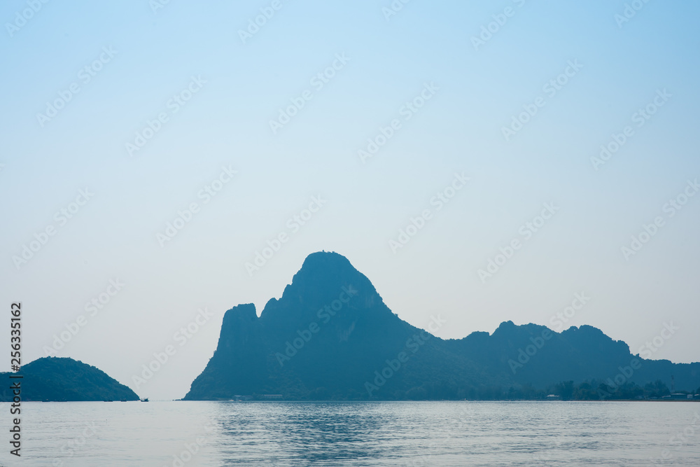 scenic seascape view and mountain background, province thailand
