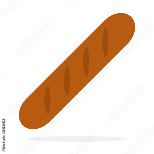 Rye baguette vector flat material design isolated object on white background.