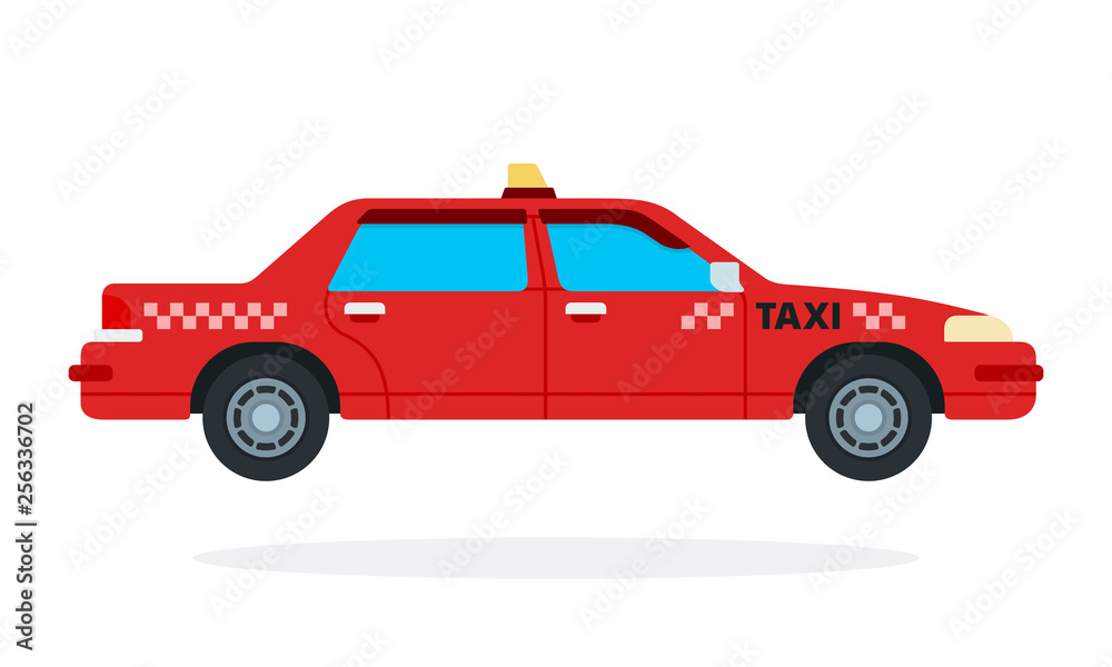 Red urban taxi vector flat isolated