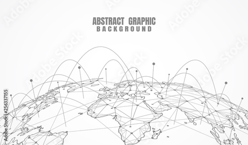 Global network connection. World map point and line composition concept of global business. Vector Illustration