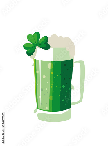 saint patrick beer jar with clover leaf