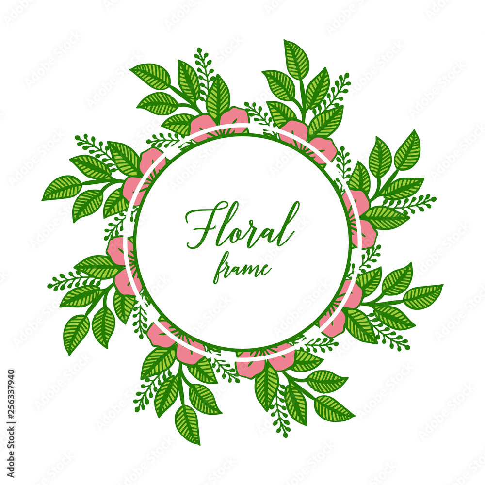 Vector illustration green leafy floral frame with design for invitation cards
