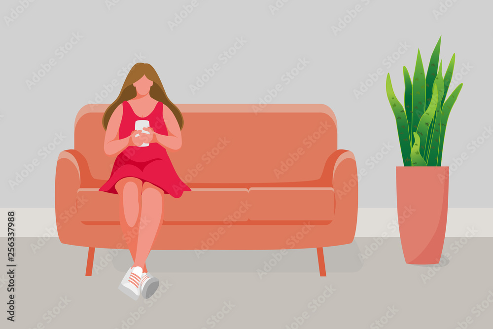 Girl sitting on the sofa Girl sitting on the sofa