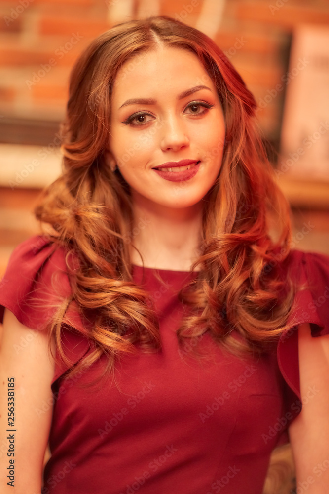 Fototapeta premium Girl with a glass of wine