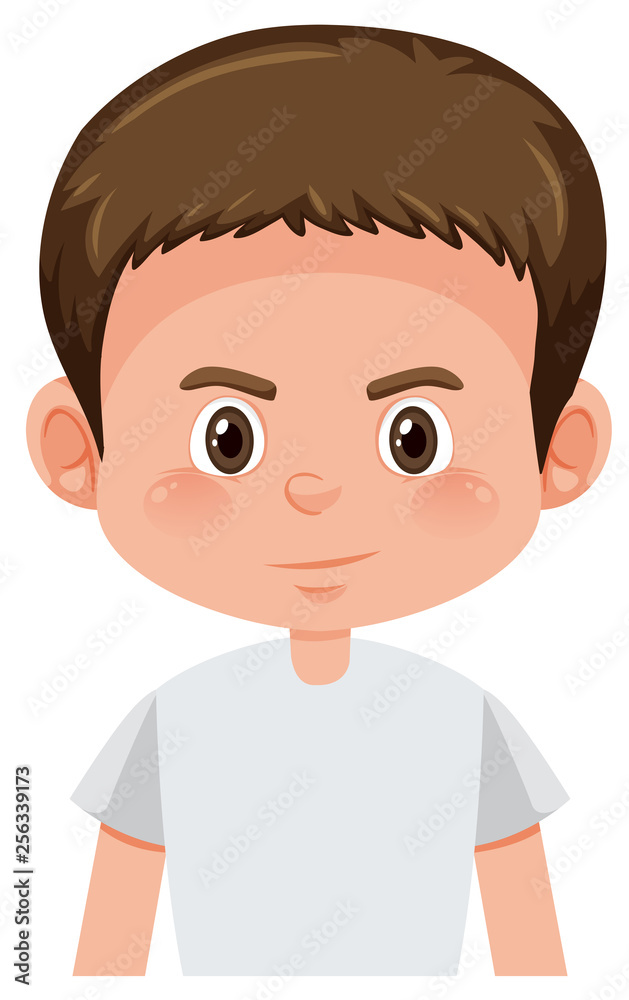 Brunette boy character on white background