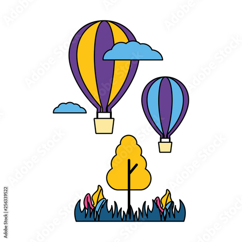 hot air balloons travel tree